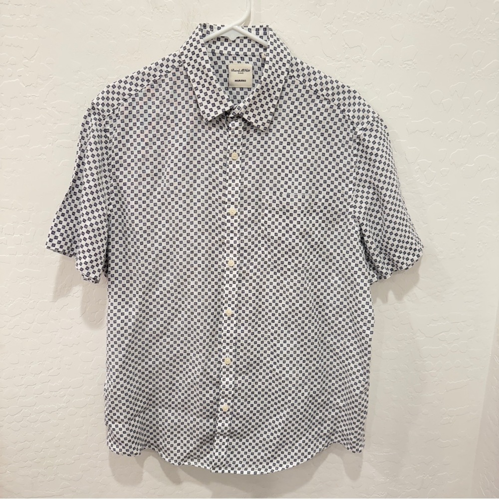 Baird Mcnutt Murano Linen Shirt Mens Large Geometric Button Front Classic